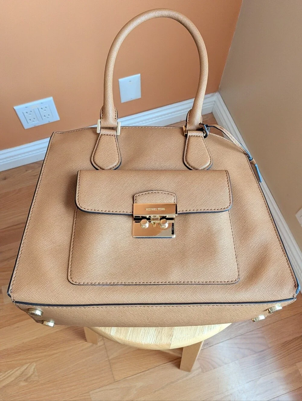 Michael Kors Tan Bridgette Synthetic Leather Top-Handle Satchel